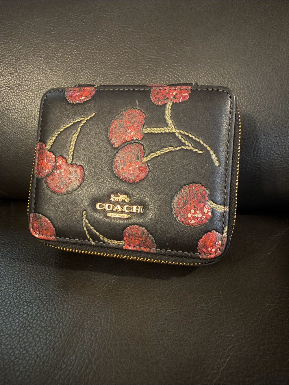 Coach Large Cherry Print Zip-Around Jewelry Box